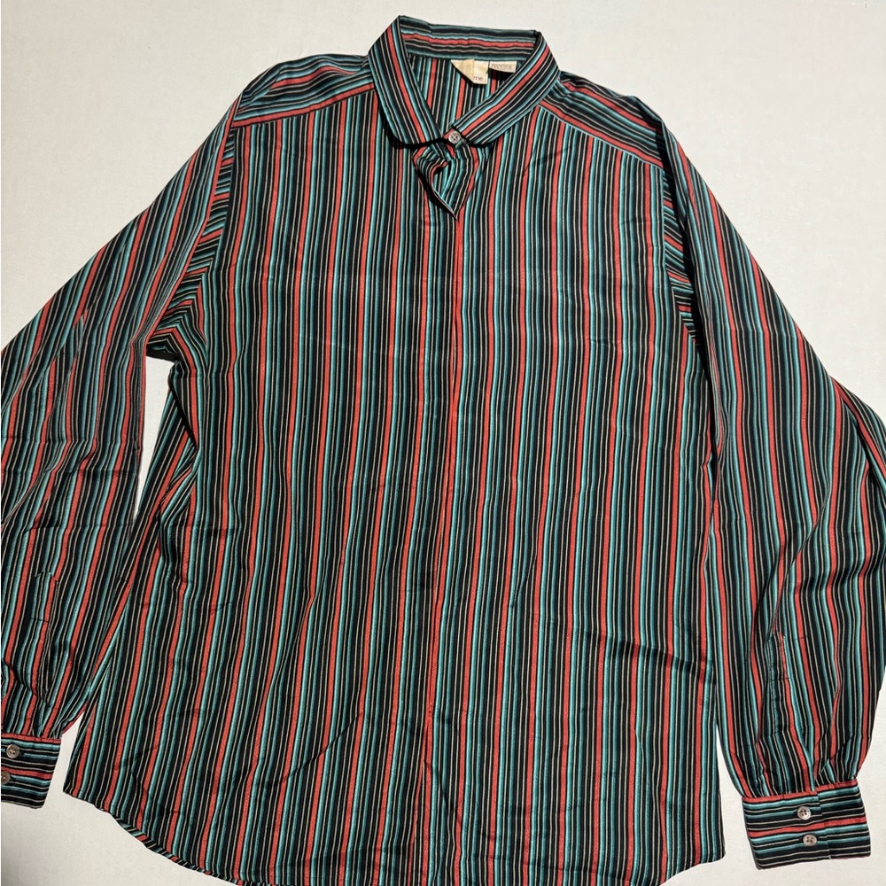 VTG Liz Clairborne Thin Striped Button Down Dress Shirt, Women's Size 10 #954